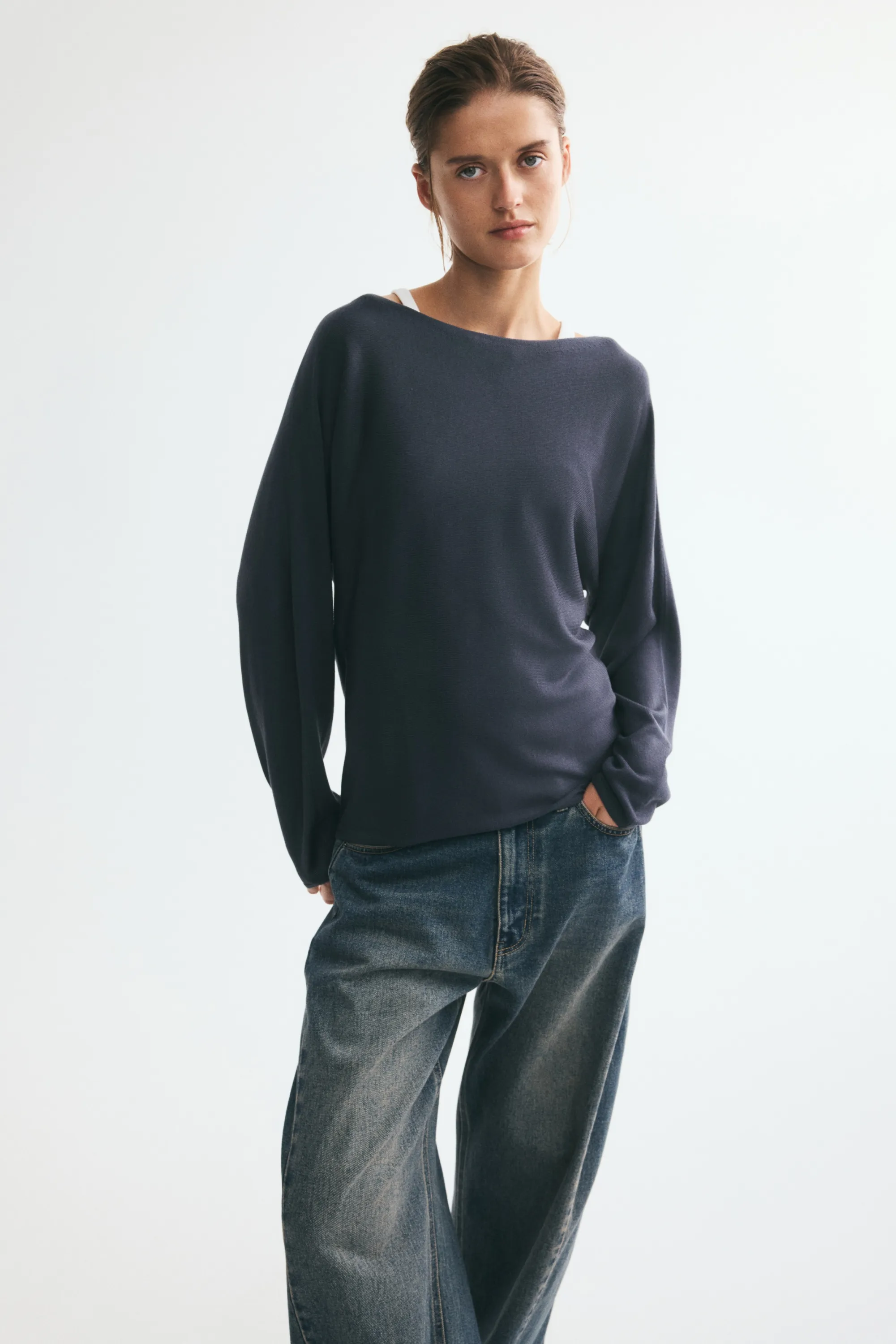 Pull épaules nues - Gris foncé