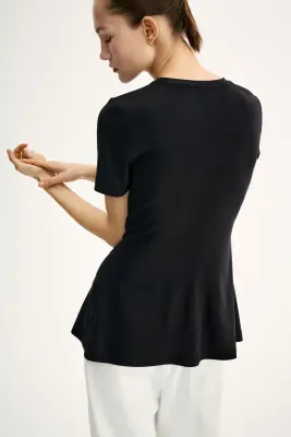 Top péplum en interlock - Noir — photo 2