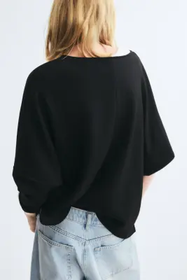 Sweat en scuba avec manches chauve-souris - Noir — photo 4