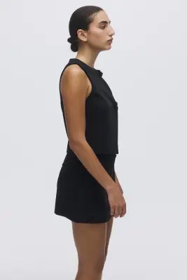 Gilet sans manches croisé à fermeture asymétrique - Noir — photo 3