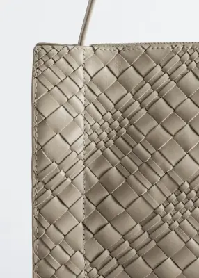Sac à bandoulière en cuir tressé - Taupe — photo 4