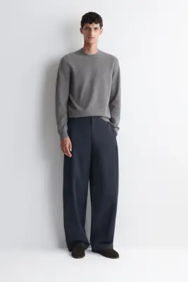 PULL À COL ROND EN CACHEMIRE - GRIS CHINÉ — photo 1