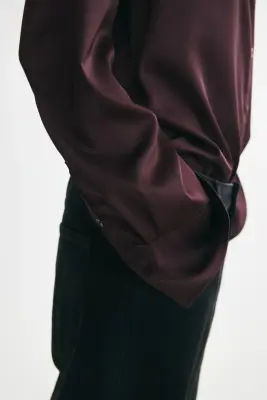 Blouse à encolure en V - Violet foncé — photo 2