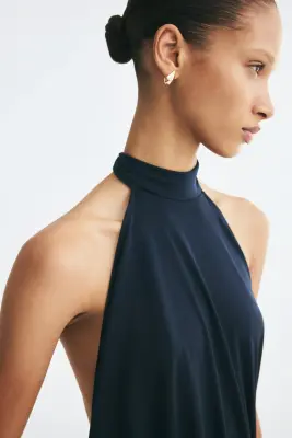 Robe maxi avec dos nu - Bleu foncé — photo 2