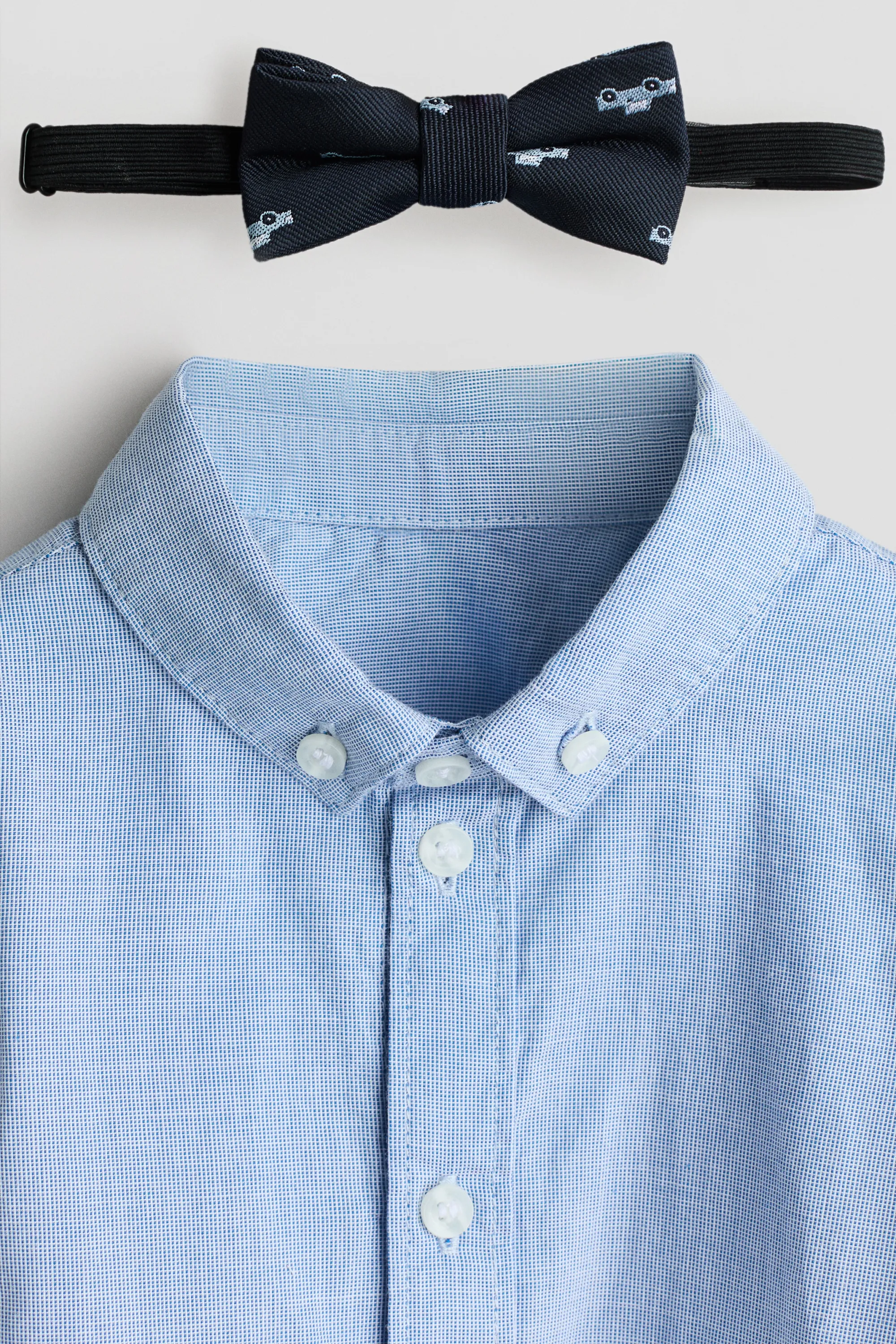 Ensemble 2 pièces avec chemise et nœud papillon - Bleu clair/bleu marine