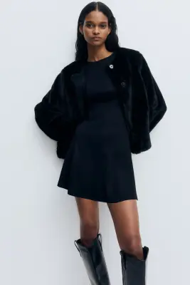 Robe en jersey romanite avec jupe évasée - Noir — photo 1