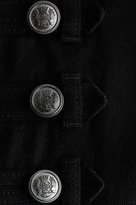 Veste à boutons en twill de coton - Noir — photo 4
