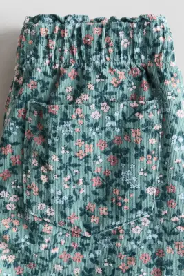 Pantalon jogger en velours côtelé à motif - Vert/fleuri — photo 2