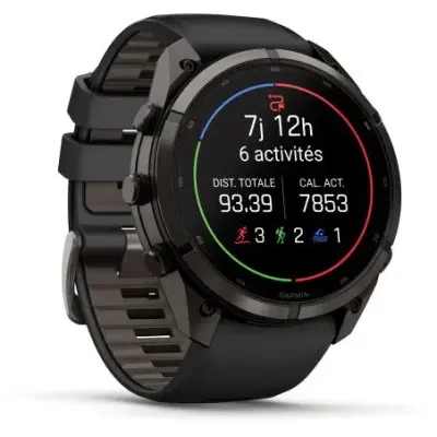 Garmin Fenix 9 Pro InReach amoled 51mm Sapphire Titane Carbon Gray DLC bracelet noir/gris galet 010-04337-11 — photo 3