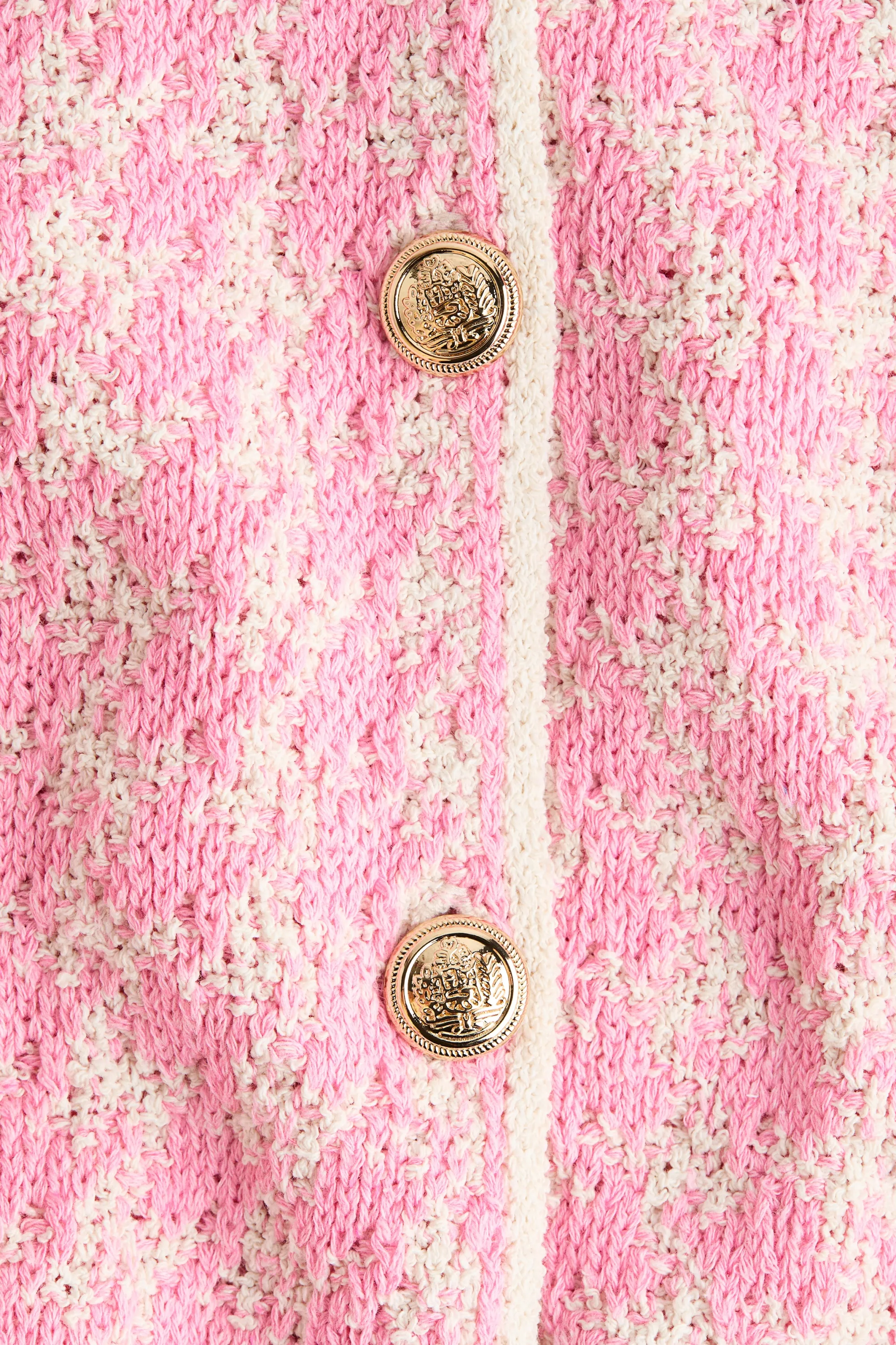 Gilet en maille jacquard - Rose clair/motif pied-de-poule
