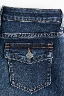 Flared Low Waist Jeans - Bleu denim foncé — photo 4
