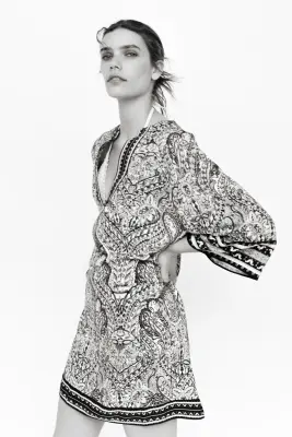 Robe tunique en viscose - Bleu/motif cachemire — photo 1