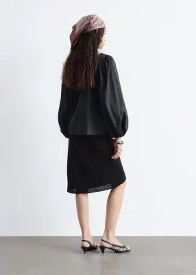 Blouse en coton à encolure carrée - Noir — photo 5