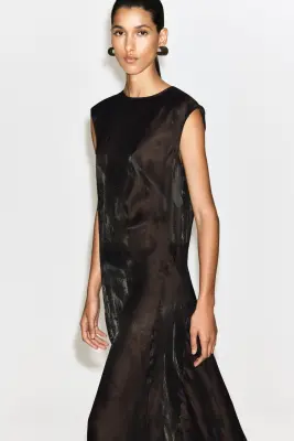ROBE MIDI EN JACQUARD MOTIF ANIMALIER - BRUN / MOTIF ANIMALIER — photo 2