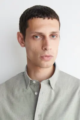 CHEMISE OXFORD EN COTON - VERT / BLANC / RAYÉ — photo 3