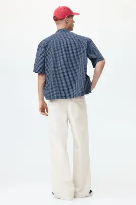 Pantalon Loose Fit en toile de coton - Crème — photo 4