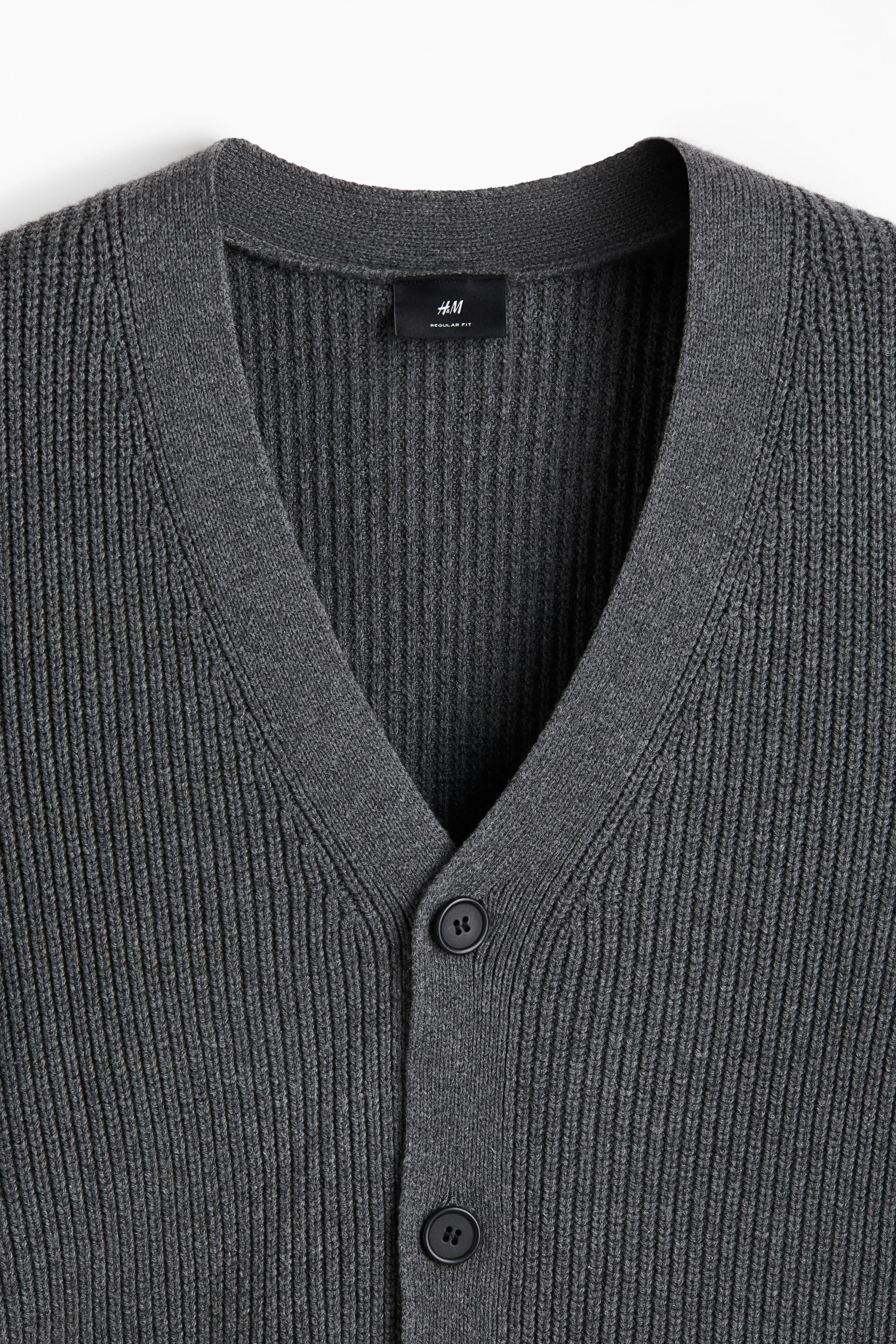 Gilet Regular Fit en maille côtelée - Gris foncé