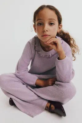 Pantalon large en coton - Violet clair — photo 1