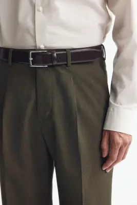 Pantalon chic Regular Fit - Vert kaki foncé — photo 2