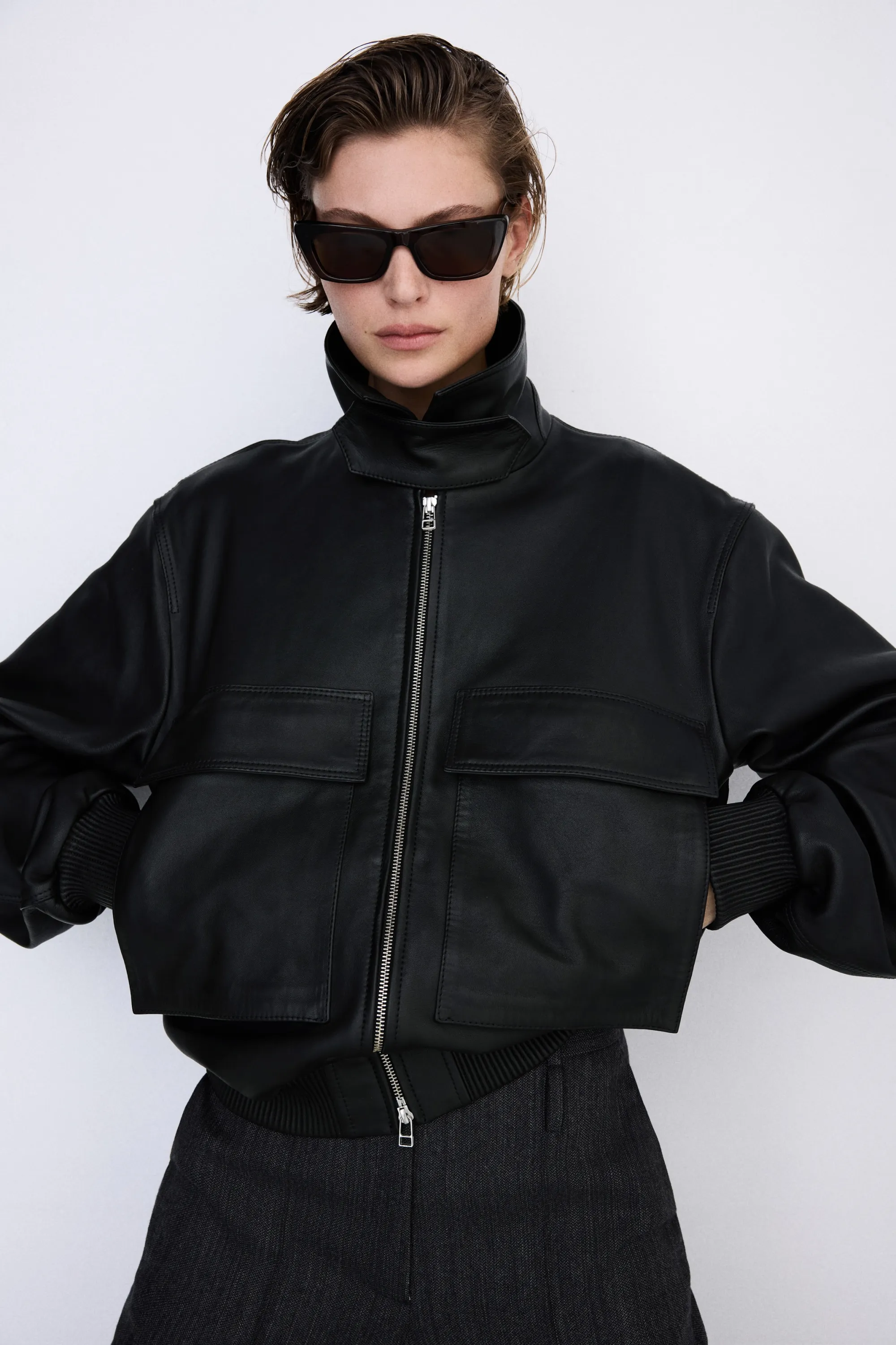 Veste en cuir - Noir