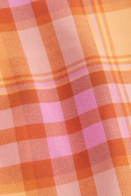 Robe en twill - Orange/carreaux — photo 1