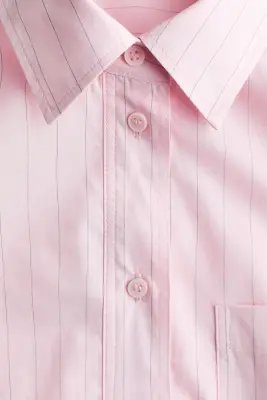 Chemise oversize en popeline - Rose clair/rayures tennis — photo 3