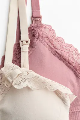MAMA Lot de 2 soutiens-gorge d'allaitement paddés - Rose ancien/crème — photo 3