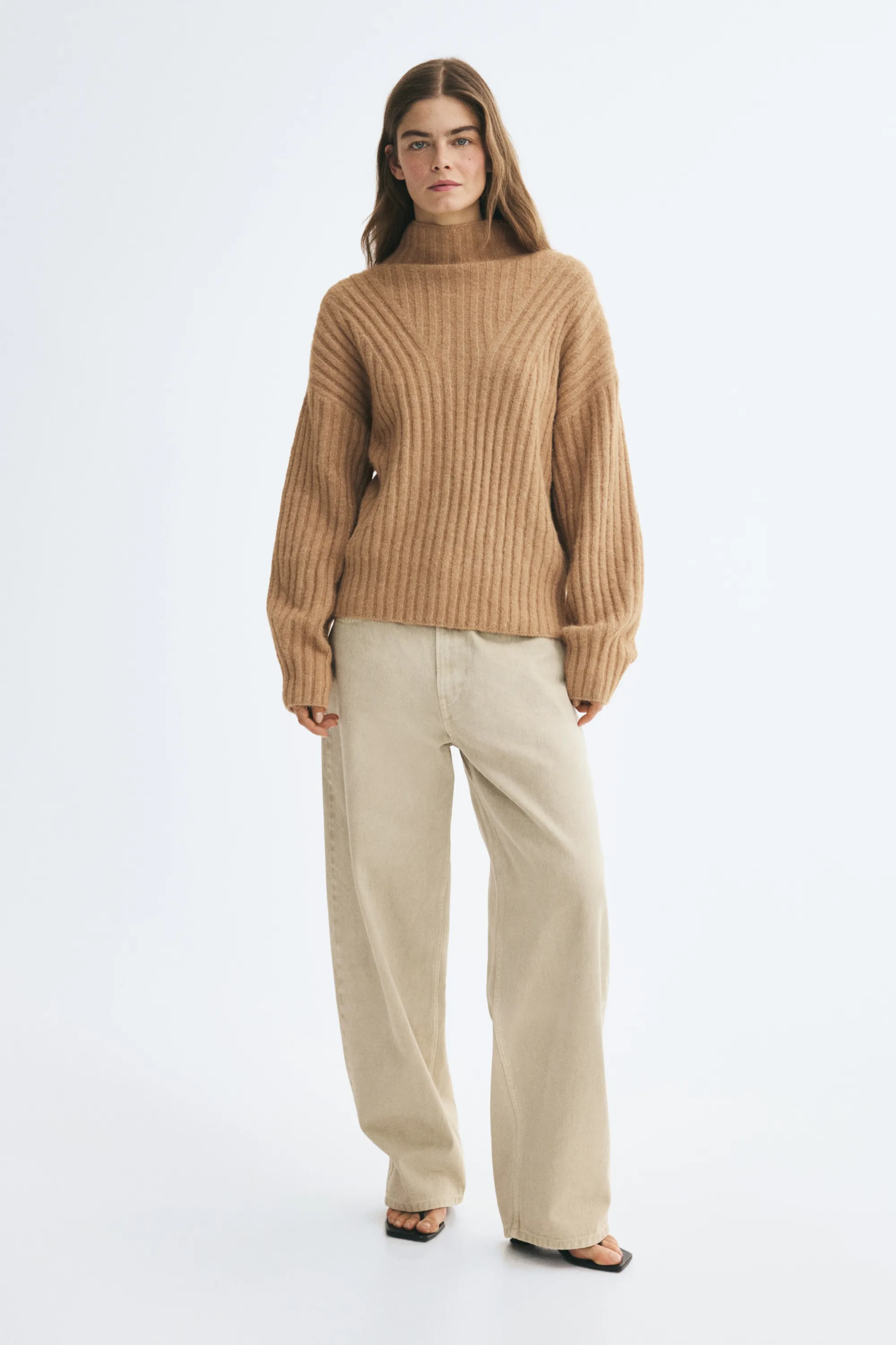 Rib-knit jumper - Beige foncé