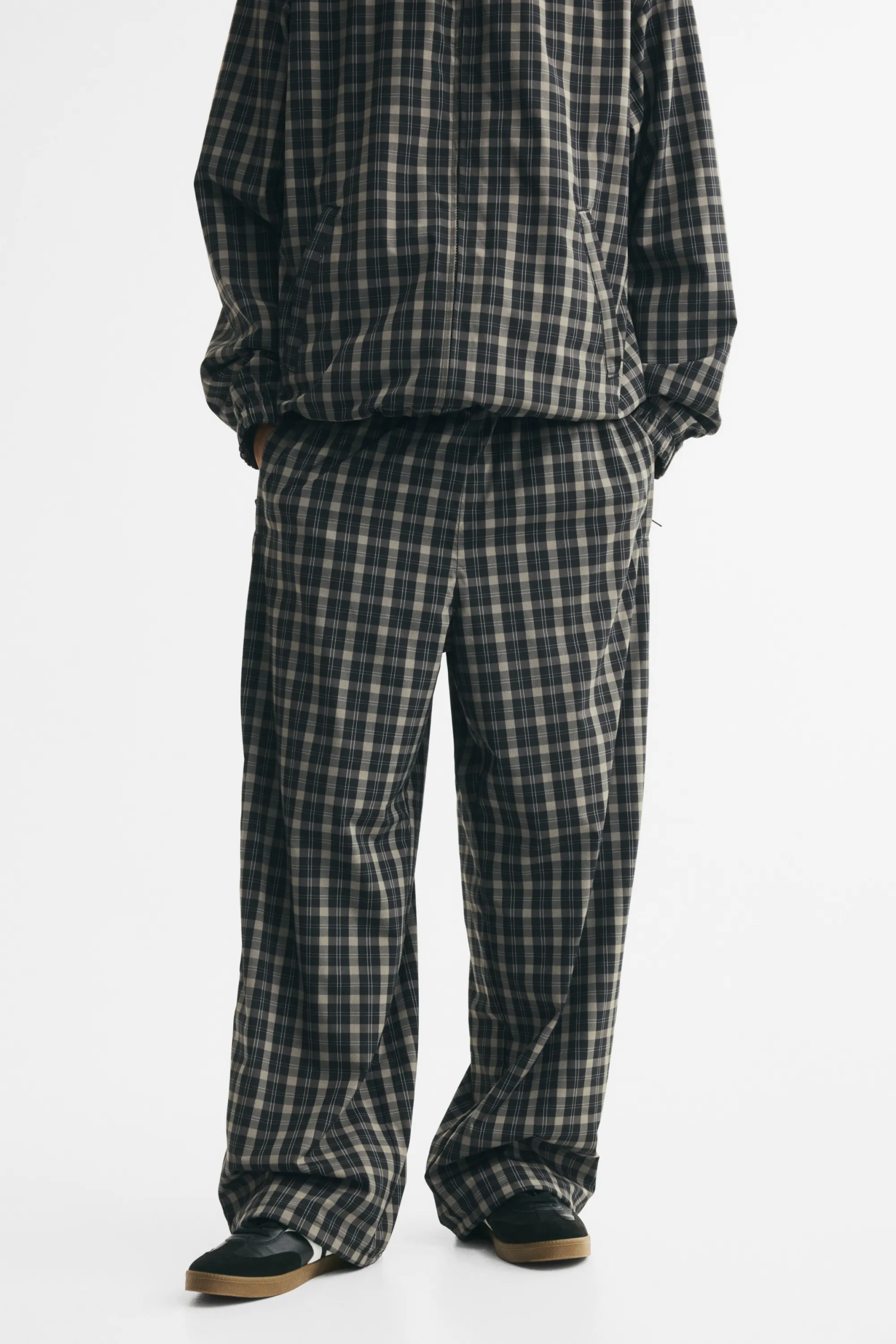 Pantalon de survêtement Loose Fit - Grège clair/carreaux