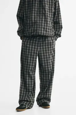 Pantalon de survêtement Loose Fit - Grège clair/carreaux — photo 1