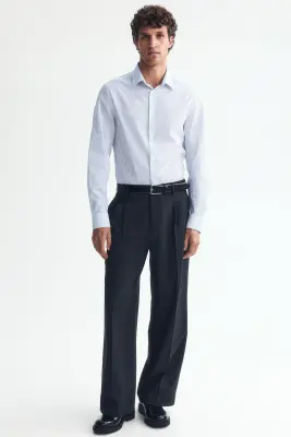Chemise Slim Fit repassage facile - Bleu/rayé — photo 1
