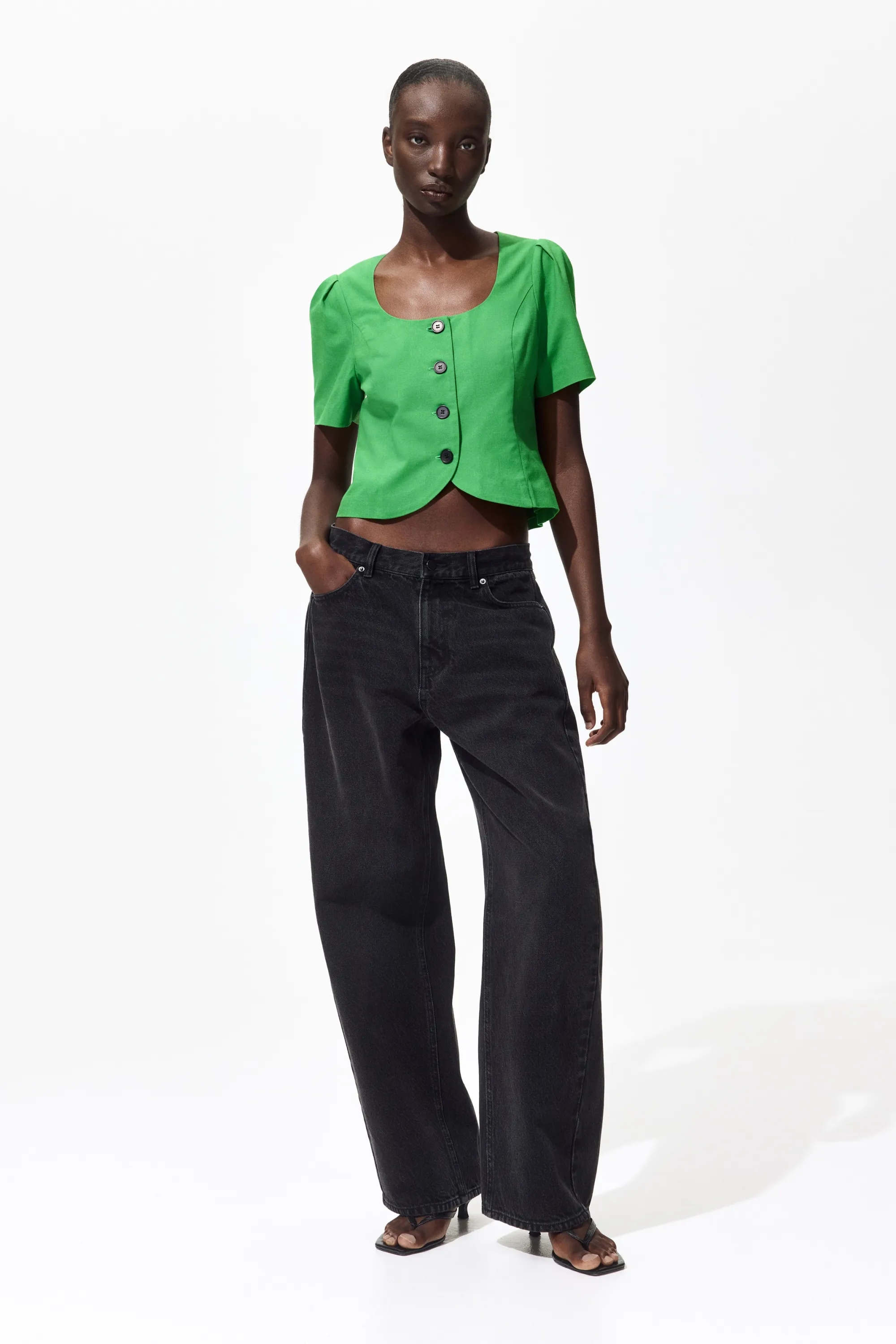 Blouse à encolure dégagée - Vert