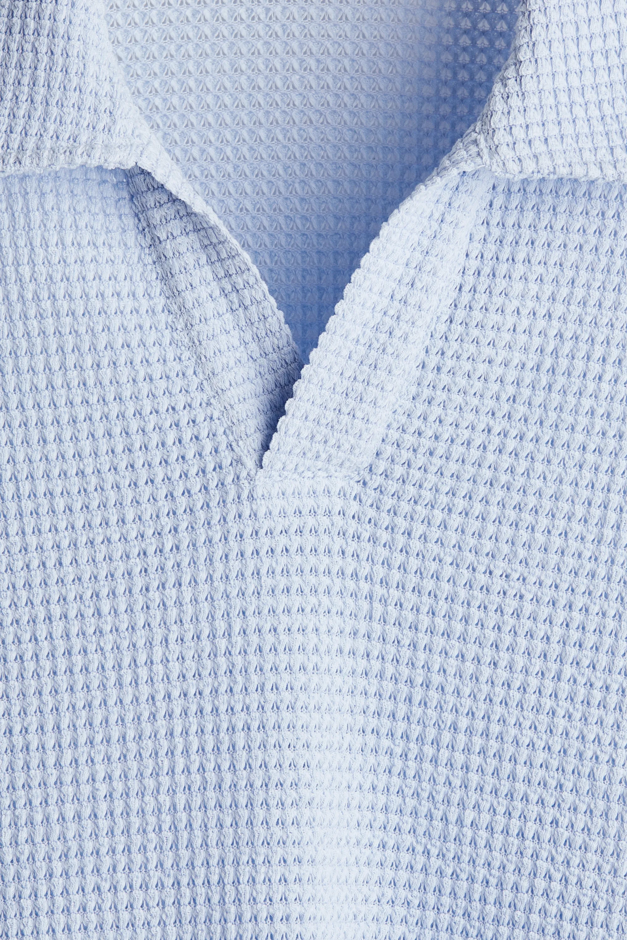 Polo gaufré Loose Fit - Bleu clair