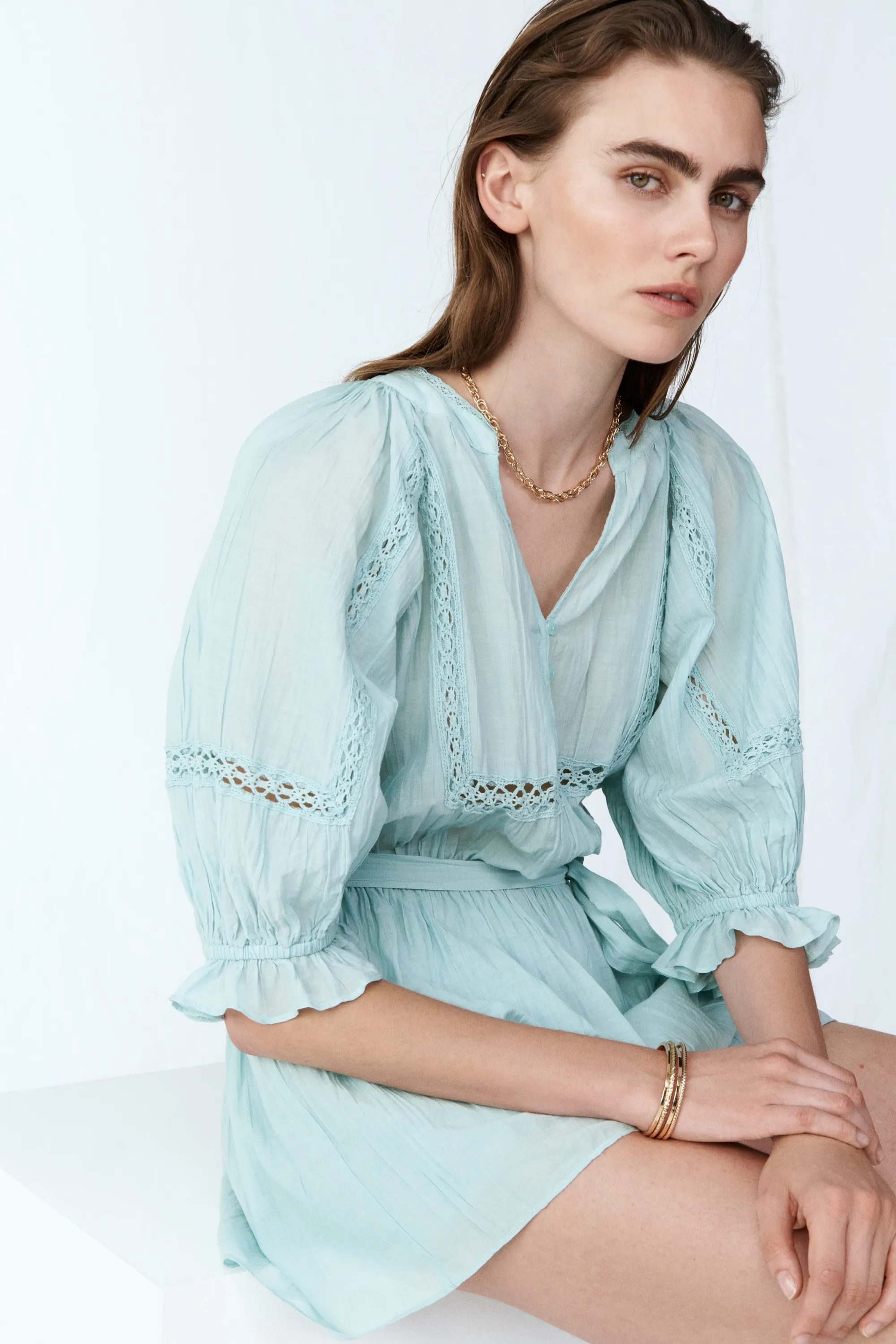 Combi-short froissé - Turquoise clair
