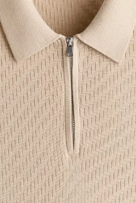 Polo texturé Slim Fit - Beige — photo 5