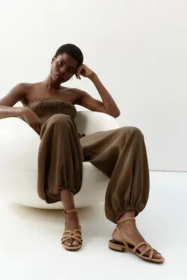 Sandales en paille tressée - Beige — photo 2