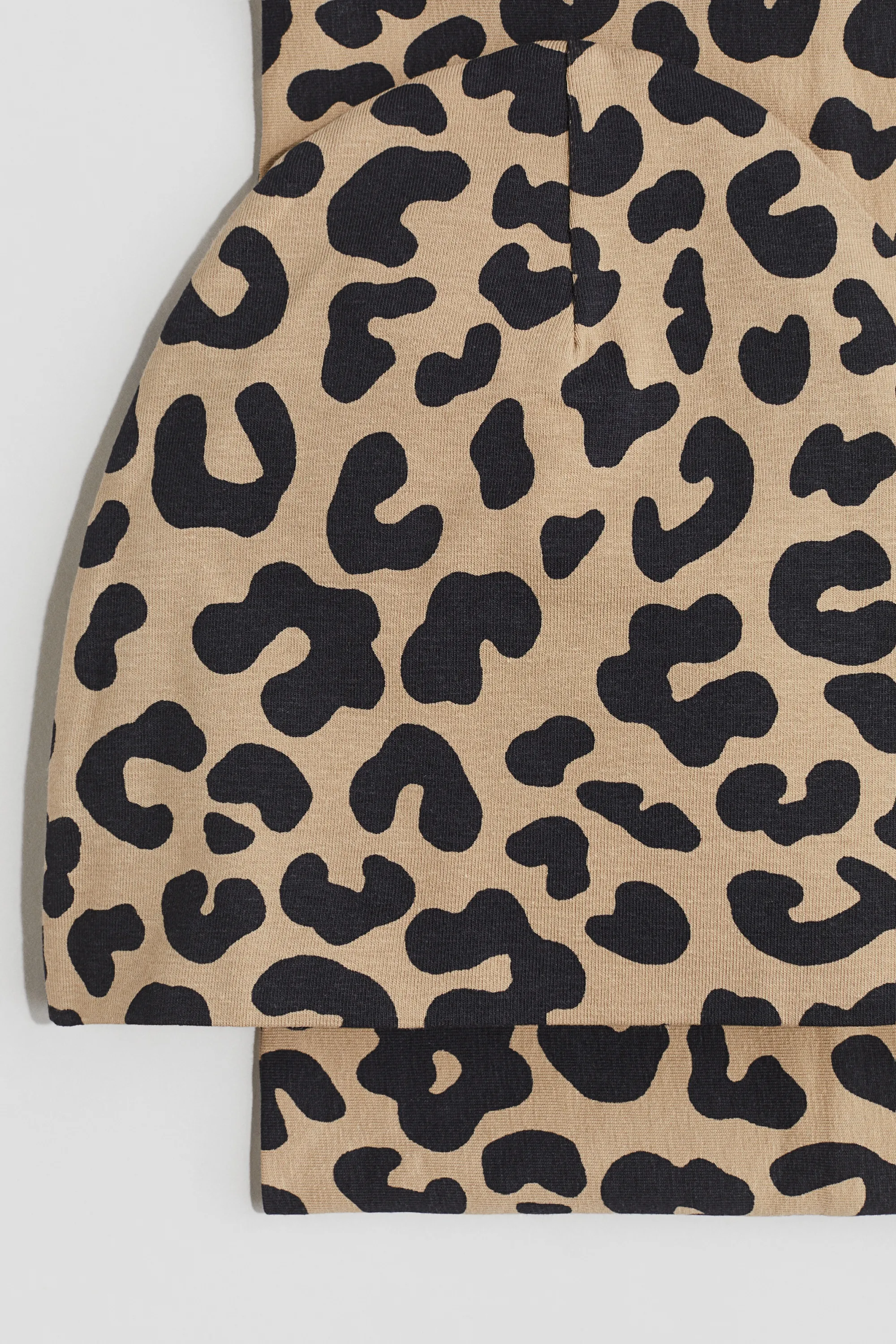 Ensemble 2 pièces bonnet et snood - Beige/imprimé léopard