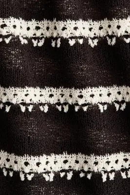 Short en maille avec taille élastique - Marron foncé/rayé — photo 3