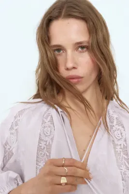 Robe tunique avec dentelle - Lilas — photo 1
