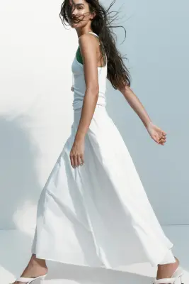 Jupe plissée en coton - Blanc — photo 4