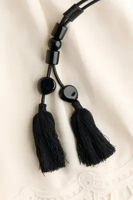 Short en lin mélangé avec ceinture - Crème — photo 2