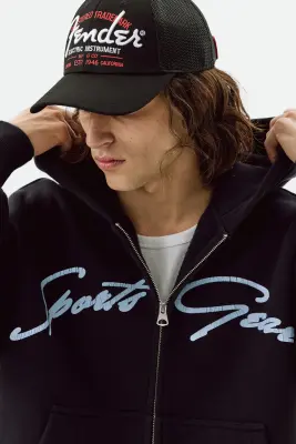 Veste à capuche zippée Oversized Fit - Bleu marine/Sports Gear — photo 2