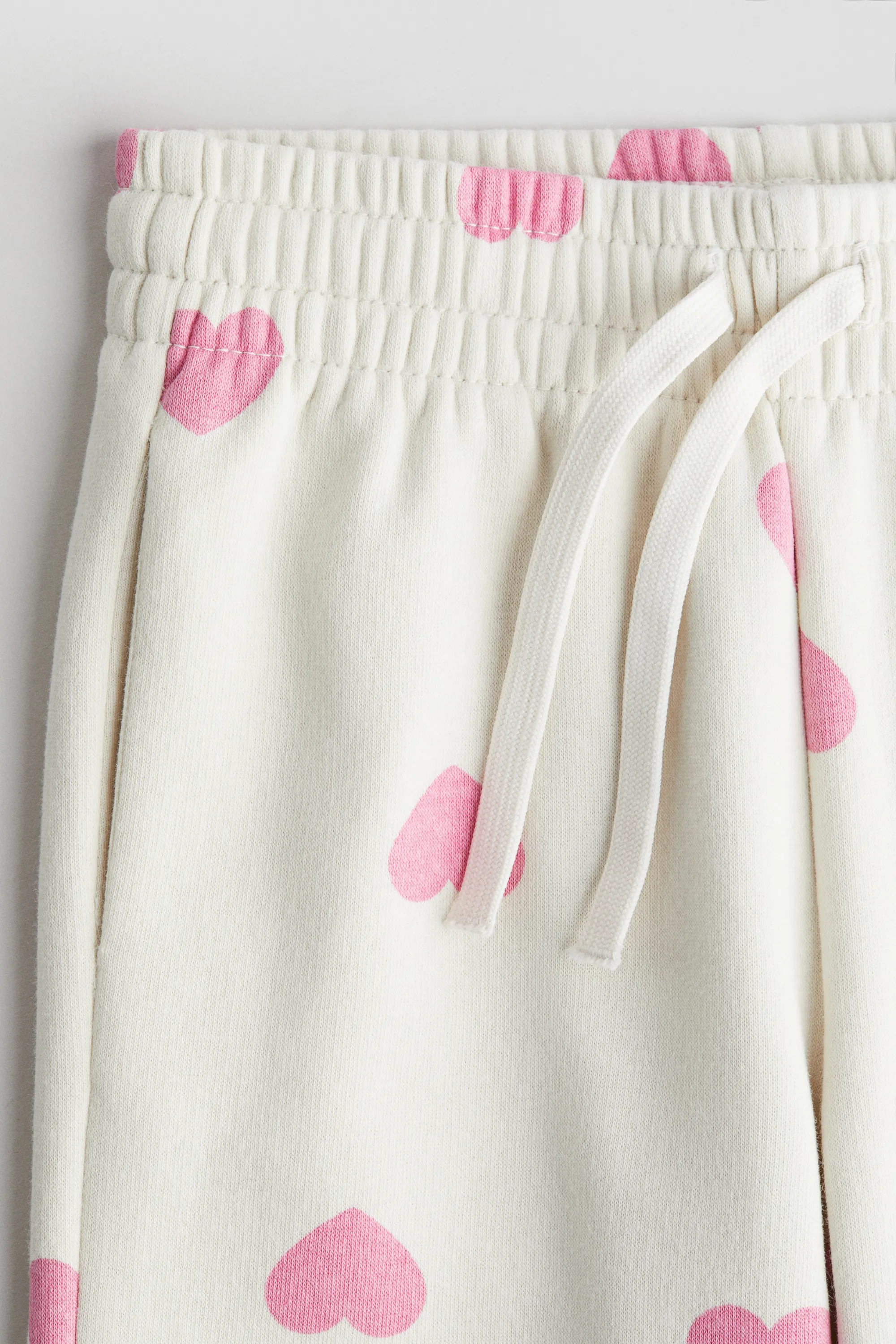 Pantalon jogger à l'intérieur brossé - Blanc/cœurs