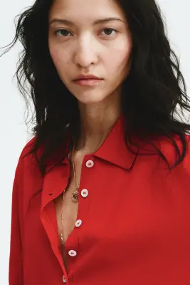 Fine-knit polo shirt - Rouge vif — photo 1