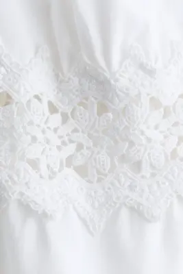 MAMA Combi-short en coton avec dentelle - Blanc — photo 4