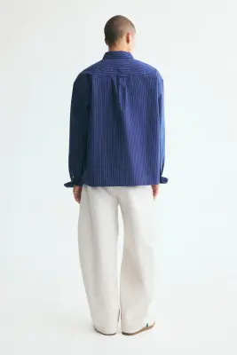 Chemise Oxford Relaxed Fit - Bleu foncé/rayé — photo 4