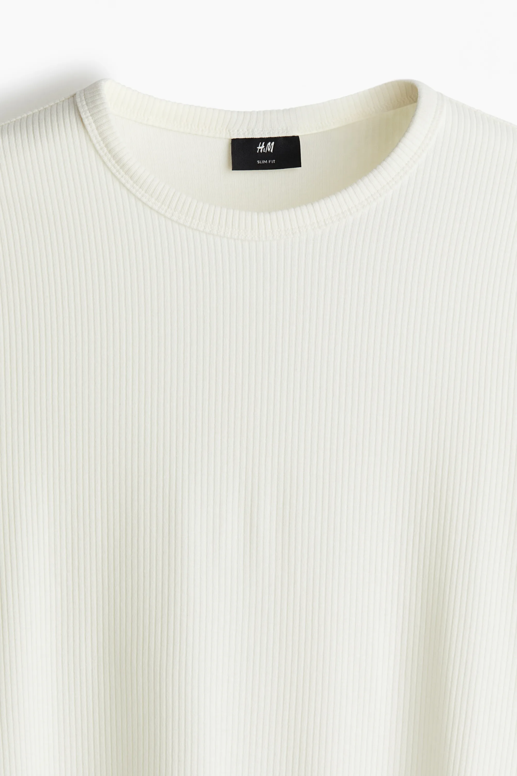 T-shirt côtelé Slim Fit - Blanc