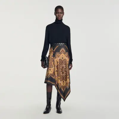 Jupe asymétrique imprimé foulard