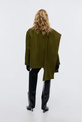 Manteau à écharpe - Vert olive — photo 3