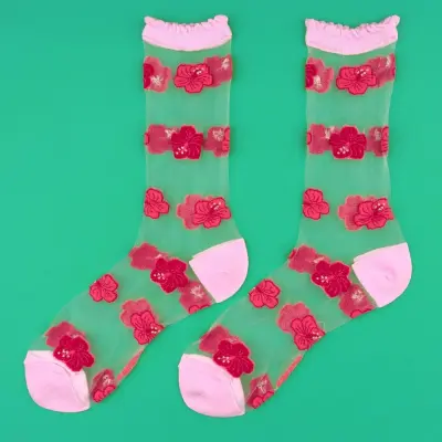 Chaussettes transparentes Hibiscus Coucou Suzette — photo 4